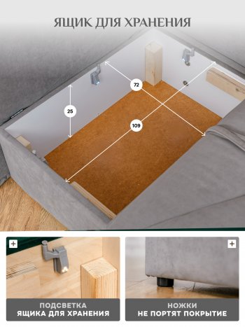 Диван 1010 серый, правый (BRENDOSS) в Советском - sovetskij.mebel-e96.ru