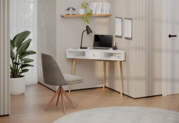 Стол письменный угловой, арт.6-01104, белый(ГК) в Советском - sovetskij.mebel-e96.ru