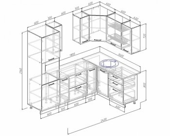 Угловой кухонный гарнитур Жемчуг 2400х1600 мм в Советском - sovetskij.mebel-e96.ru