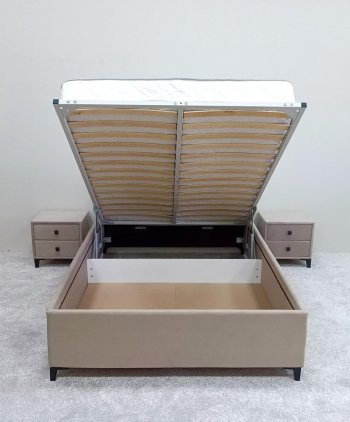 Кровать с подъемным механизмом Мега беж (Лин) в Советском - sovetskij.mebel-e96.ru