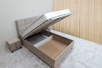 Кровать с подъемным механизмом Мега беж (Лин) в Советском - sovetskij.mebel-e96.ru