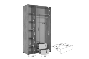 Шкаф 1260 мм трехдверный Адам графит (Мебельсон) в Советском - sovetskij.mebel-e96.ru