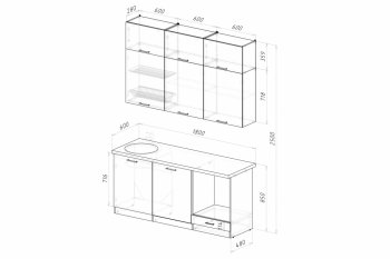 Кухонный гарнитур Альба макси 2 1800 мм (ПМ) (Герда) в Советском - sovetskij.mebel-e96.ru