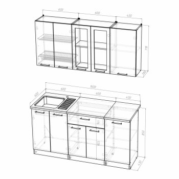 Кухонный гарнитур Алина стандарт 1600 мм (Герда) в Советском - sovetskij.mebel-e96.ru