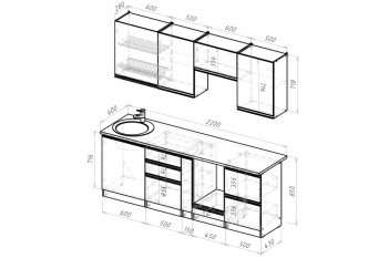 Кухонный гарнитур Амели компакт 2200 мм (Герда) в Советском - sovetskij.mebel-e96.ru