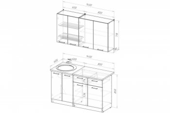 Кухонный гарнитур Антика медиум 2 1400 мм (Герда) в Советском - sovetskij.mebel-e96.ru