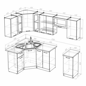 Кухонный гарнитур Арина оптима 1300х2500 мм (Герда) в Советском - sovetskij.mebel-e96.ru