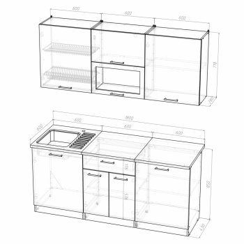 Кухонный гарнитур Арина макси 1800 мм  (Герда) в Советском - sovetskij.mebel-e96.ru