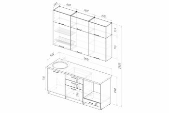 Кухонный гарнитур Асая макси 1800 мм (Герда) в Советском - sovetskij.mebel-e96.ru