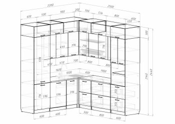 Кухонный гарнитур Асая гранд прайм 2200х2500 мм (Рерда) в Советском - sovetskij.mebel-e96.ru