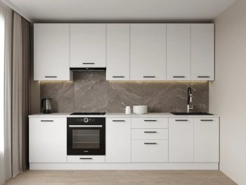 Кухонный гарнитур высокий Белый глянец 3000 мм МДФ (Санвут) в Советском - sovetskij.mebel-e96.ru