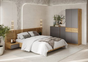 Спальный гарнитур Бостон Лайт серый (Стиль) в Советском - sovetskij.mebel-e96.ru