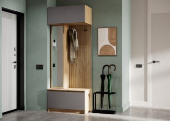 Прихожая Бостон Лайт комп.1 серый шифер (Стиль) в Советском - sovetskij.mebel-e96.ru