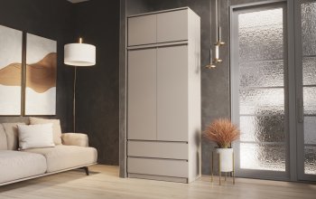 Шкаф Челси с антресолью 900 мм Кашемир (Миф) в Советском - sovetskij.mebel-e96.ru