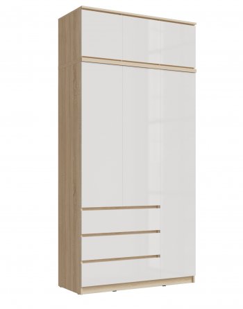 Шкаф 1200 мм Челси с антресолью, сонома/белый (Миф) в Советском - sovetskij.mebel-e96.ru
