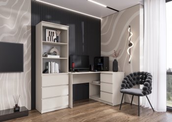 Письменный стол угловой + Стеллаж Челси кашемир (Миф) в Советском - sovetskij.mebel-e96.ru