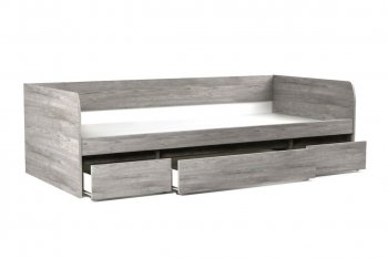 Кровать 900 с ящиками Денвер Риббек серый (СБК) в Советском - sovetskij.mebel-e96.ru