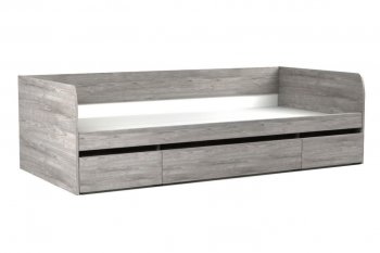 Кровать 900 с ящиками Денвер Риббек серый (СБК) в Советском - sovetskij.mebel-e96.ru