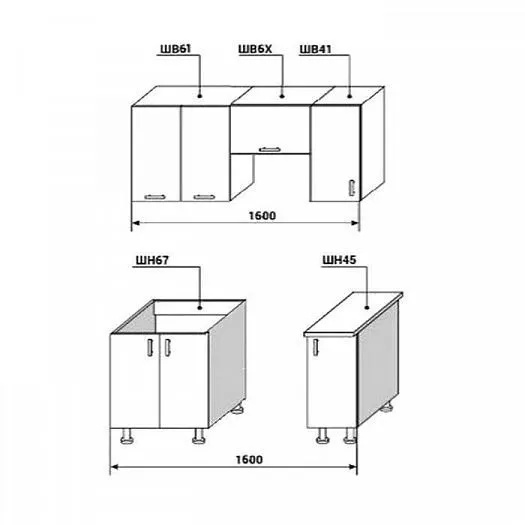 Кухонный гарнитур Диана-4У Лофт 1600 мм в Советском - sovetskij.mebel-e96.ru