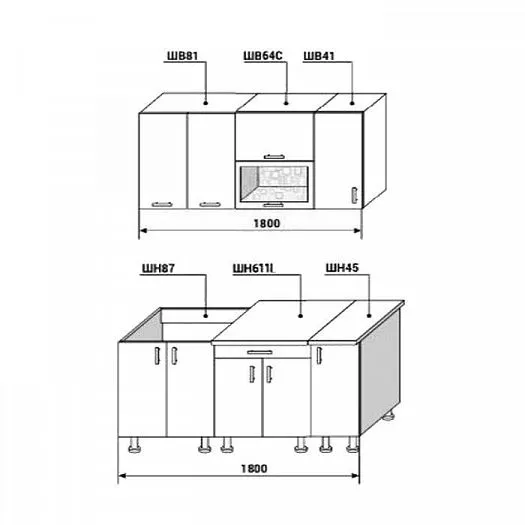 Кухонный гарнитур Диана-4У Лофт 1800 мм в Советском - sovetskij.mebel-e96.ru