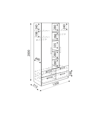 Шкаф 1200 Дуглас М02 (Риннер) в Советском - sovetskij.mebel-e96.ru