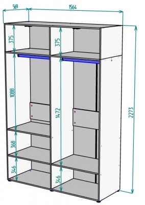 Шкаф 1564 мм Erik H313 + Антресоль HA4 (Графит) в Советском - sovetskij.mebel-e96.ru