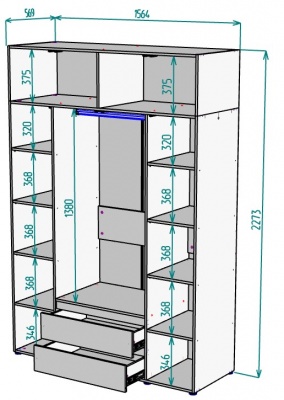 Шкаф 1564 мм Erik H328 + Антресоль HA4 (Графит) в Советском - sovetskij.mebel-e96.ru