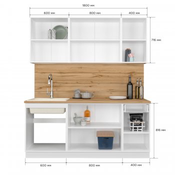 КУхонный гарнитур Эстетик 1800 мм белый (Сурская) в Советском - sovetskij.mebel-e96.ru