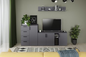 Стенка Эйр комп.1, графит (Моби) в Советском - sovetskij.mebel-e96.ru