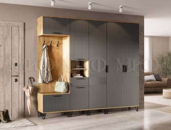 Прихожая Флэш крафт/графит модульная (Миф) в Советском - sovetskij.mebel-e96.ru