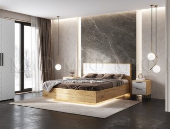 Кровать парящая с ПМ Флэш белый/дуб крафт (Миф) в Советском - sovetskij.mebel-e96.ru
