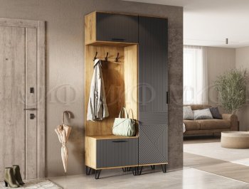 Прихожая Флэш крафт/графит модульная (Миф) в Советском - sovetskij.mebel-e96.ru