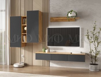 Стенка Флэш комп.2 крафт/графит (Миф) в Советском - sovetskij.mebel-e96.ru