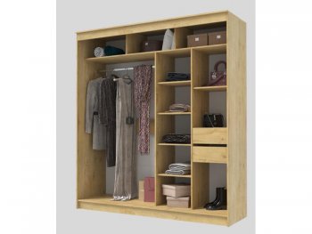 Шкаф-купе 2000 мм Гранд-1 ЛДСП/Зеркало, дуб вотан (Эра) в Советском - sovetskij.mebel-e96.ru