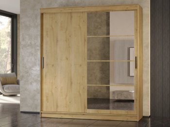 Шкаф-купе 2000 мм Гранд-1 ЛДСП/Зеркало, дуб вотан (Эра) в Советском - sovetskij.mebel-e96.ru