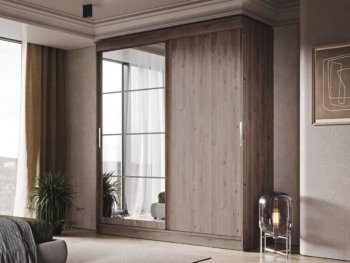 Шкаф-купе 2000 мм Гранд-1 ЛДСП/Зеркало, дуб горный (Эра) в Советском - sovetskij.mebel-e96.ru