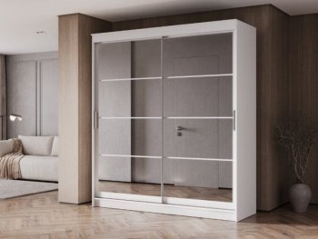 Шкаф-купе 2000 мм Гранд-1 зеркало/зеркало, белый (Эра) в Советском - sovetskij.mebel-e96.ru