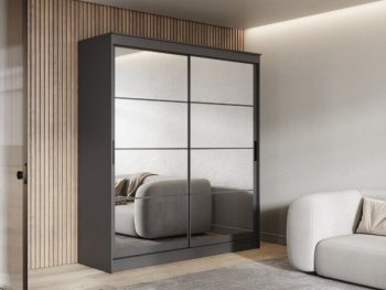 Шкаф-купе 2000 мм Гранд-1 зеркало/зеркало, графит (Эра) в Советском - sovetskij.mebel-e96.ru