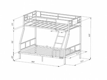 Кровать двухъярусная Гранада-1ПЯЯ 140 в Советском - sovetskij.mebel-e96.ru