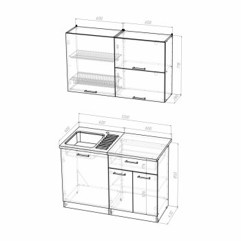 Кухонный гарнитур Инна лайт 1200 мм (Герда) в Советском - sovetskij.mebel-e96.ru