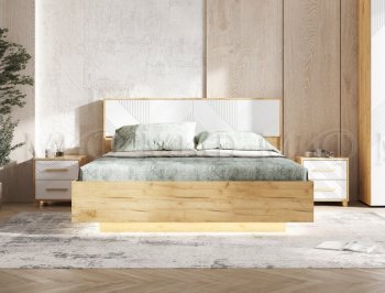 Кровать парящая Ирис крафт/белый с подсветкой (Миф) в Советском - sovetskij.mebel-e96.ru