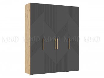 Шкаф 1800 мм Ирис с антресолью крафт/графит (Миф) в Советском - sovetskij.mebel-e96.ru