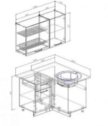 Кухонный гарнитур угловой Изумруд 1000*1000 в Советском - sovetskij.mebel-e96.ru