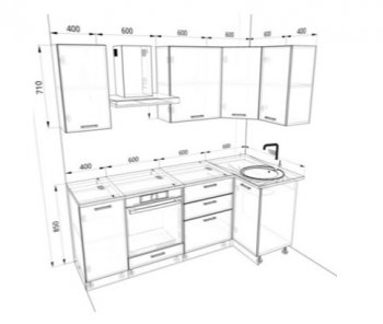 Угловой кухонный гарнитур Изумруд 2200*1000 мм в Советском - sovetskij.mebel-e96.ru