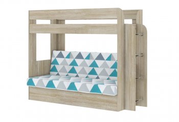 Кровать 2-х ярусная с диваном Карамель 75 сонома (NILS MINT) в Советском - sovetskij.mebel-e96.ru