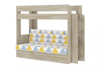 Кровать 2-х ярусная с диваном Карамель 75 сонома (Otto Yellow) в Советском - sovetskij.mebel-e96.ru