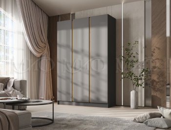 Шкаф 1500 мм 3-х створчатый Келвин графит  (Миф) в Советском - sovetskij.mebel-e96.ru