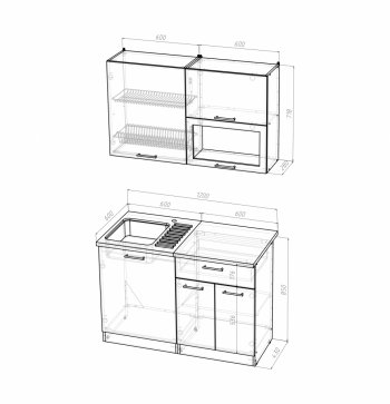 Кухонный гарнитур Кира лайт 1200 мм (Герда) в Советском - sovetskij.mebel-e96.ru