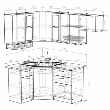 Кухонный гарнитур Кира литл 1300х2000 мм (Герда) в Советском - sovetskij.mebel-e96.ru