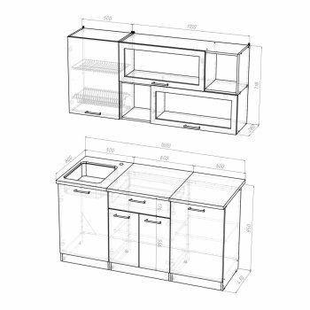 Кухонный гарнитур Кира стандарт 1600 мм (Герда) в Советском - sovetskij.mebel-e96.ru